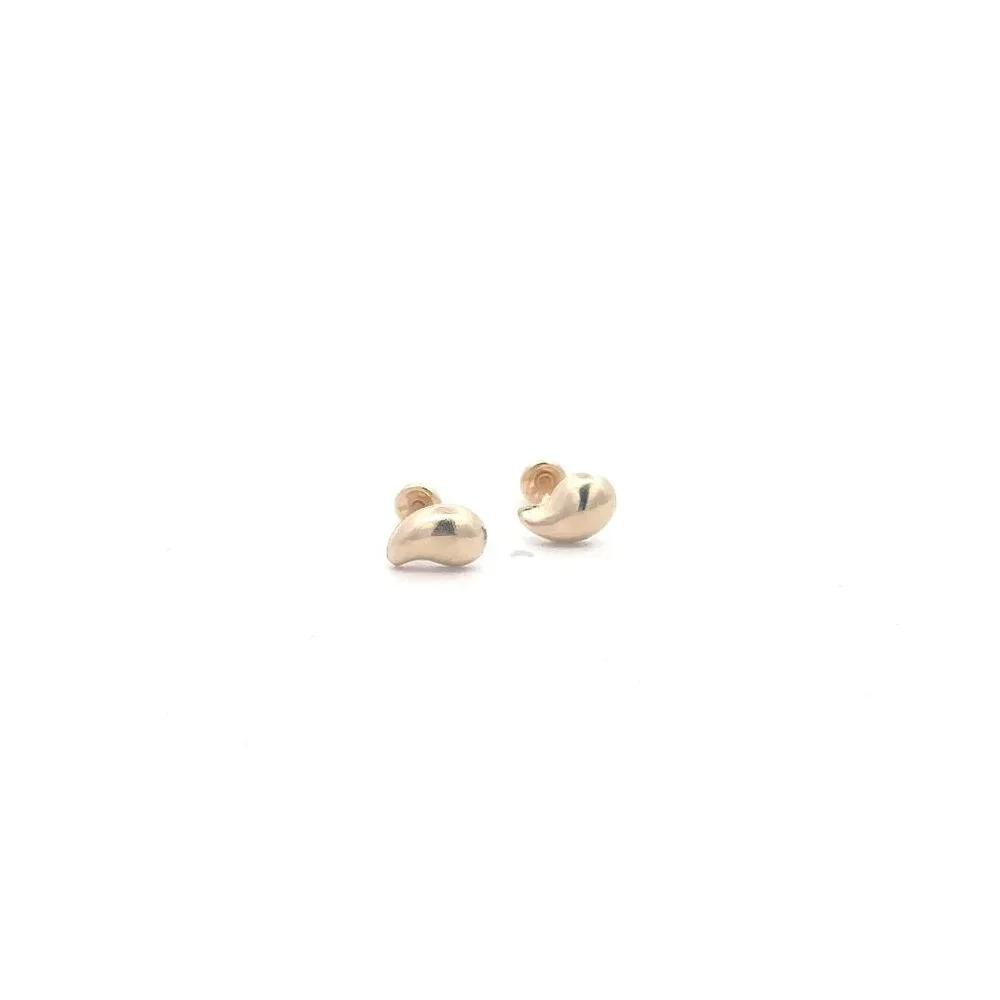 14K Gold Stud Earrings Teardrop Screw Back Type Tiny - Picture 1 of 5